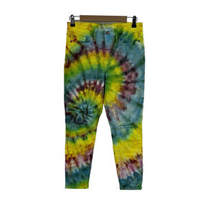 Signature by Levi Strauss Mid Rise Skinny Crop Jeans 8 Tie Dye Distressed Y2K